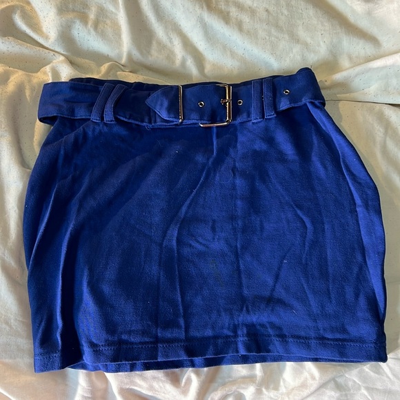 Blue Belted Mini Skirt - Picture 2 of 6